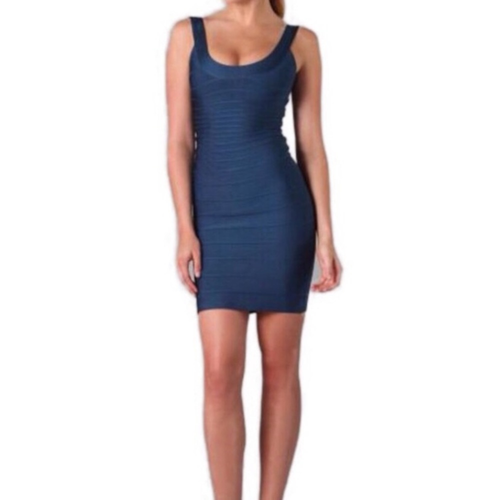 Herve Leger Pacific Blue Bandage Bodycon Dress S
